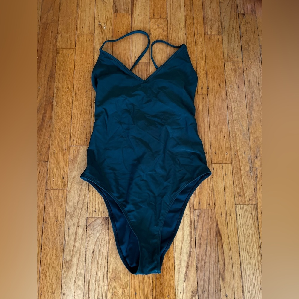 EUC Forever 21 Dark Emerald Green One Piece Swimsuit
